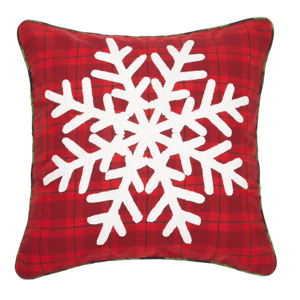 The Holiday Aisle® Ferro Snowflake Plaid Chenille Embroidered Cotton